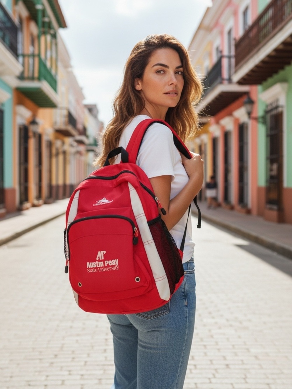 High Sierra Red and White Women's Campus Backpack Austin Peay state University